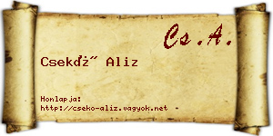 Csekő Aliz névjegykártya